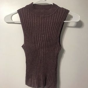 Cropped, Ribbed Turtleneck Tank